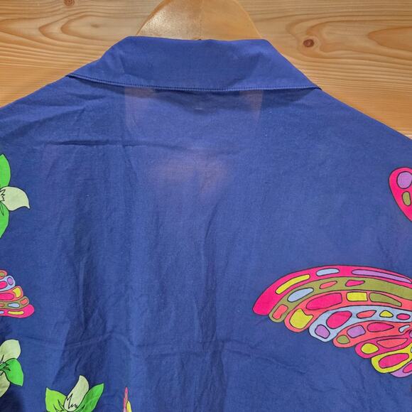 Mr Turk Floral Butterfly Vibrant Short Sleeve Button Shirt Men XL Summer Beach - Picture 4 of 11